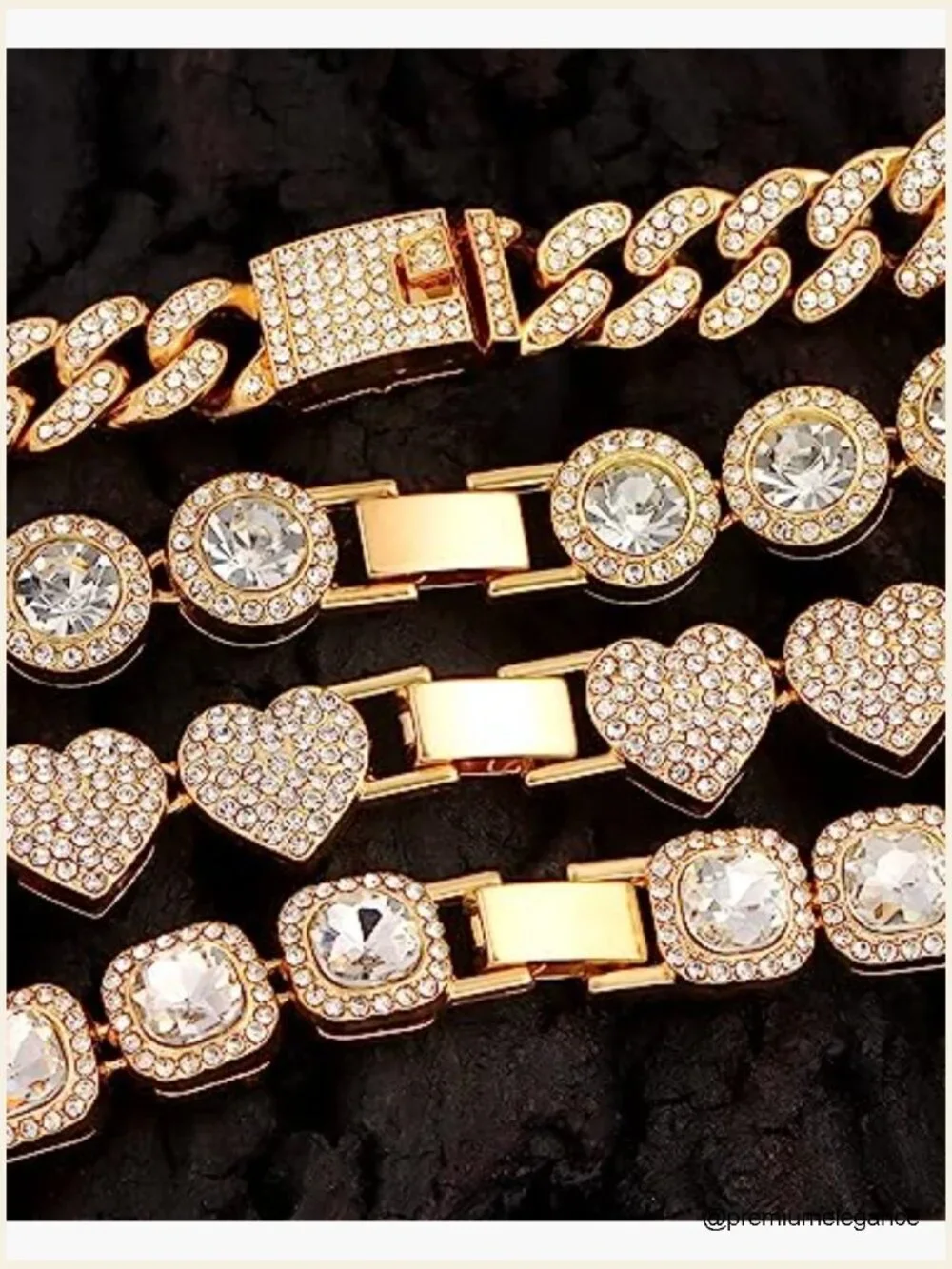 4-Piece Layered Link Bracelet Set with 2000+ Crystals, 8-inch Length - Picture 4 of 7